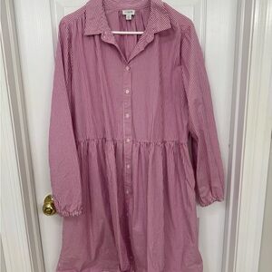 J. Crew Pink and White Striped Shirt